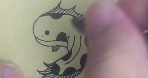 #爱画画# 教你这样画鲶鱼简笔画,效果增加一倍!