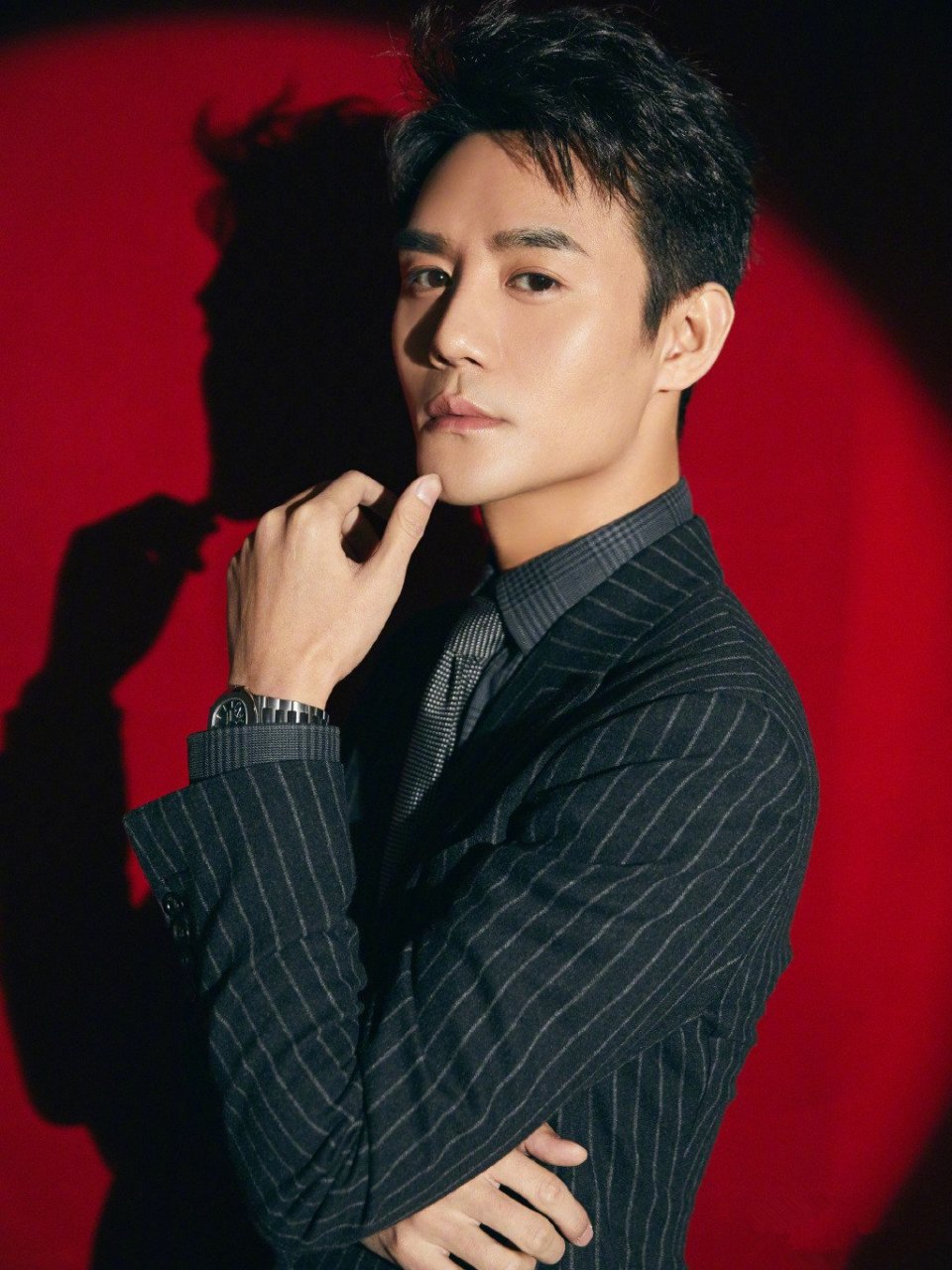 王凯#藏蓝色条纹西装出席盛典,俊逸挺拔身姿,气宇轩昂的绅士格调