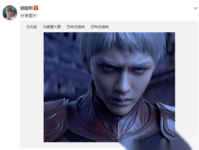今日凌晨,郭敬明分享一张自己执导的电影《爵迹》中吴亦凡的剧照.