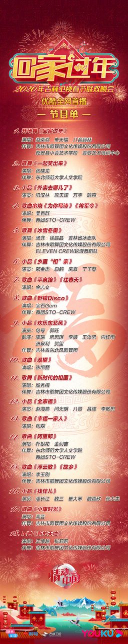 2020吉林卫视春晚节目单曝光,快来看看你最期待哪个节目吧
