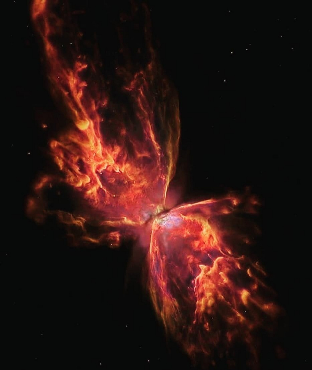 ngc 6302(也称为臭虫星云或蝴蝶星云)是在天蝎座的一个双极的行星状