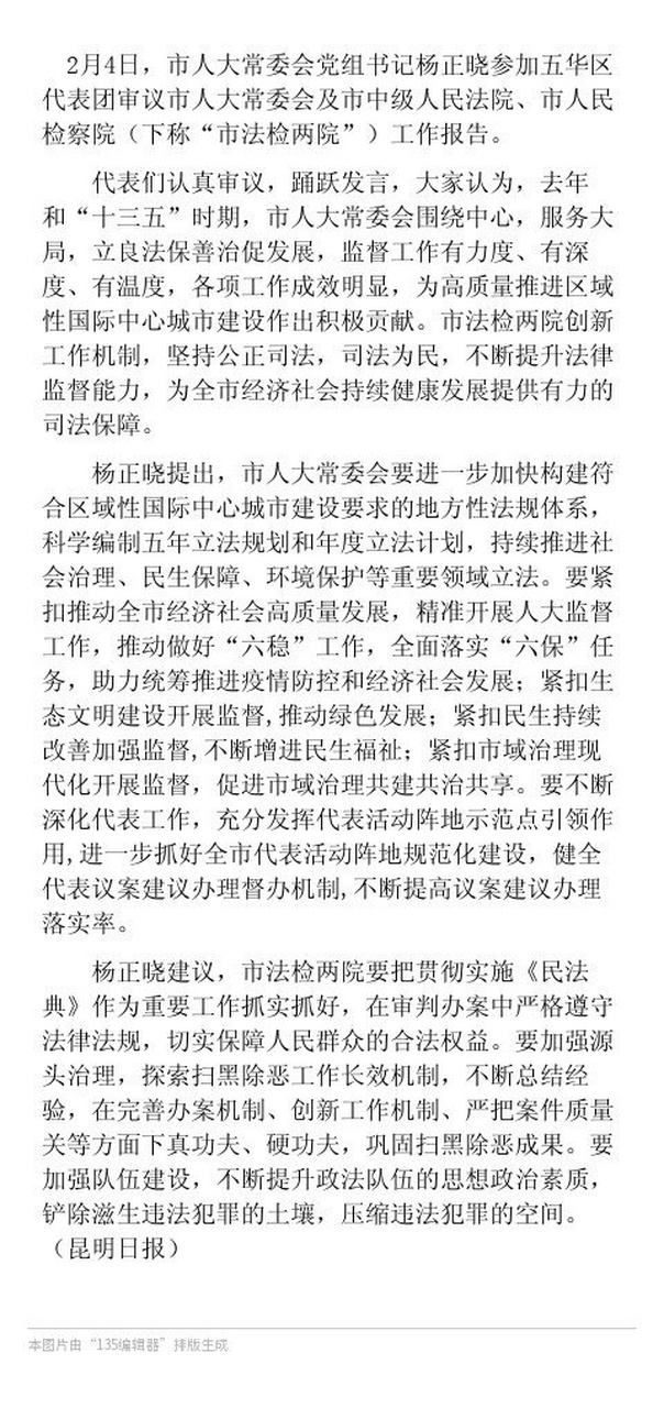 【分组审议 | 杨正晓:加快构建符合区域性国际中心城市建设要求的地方