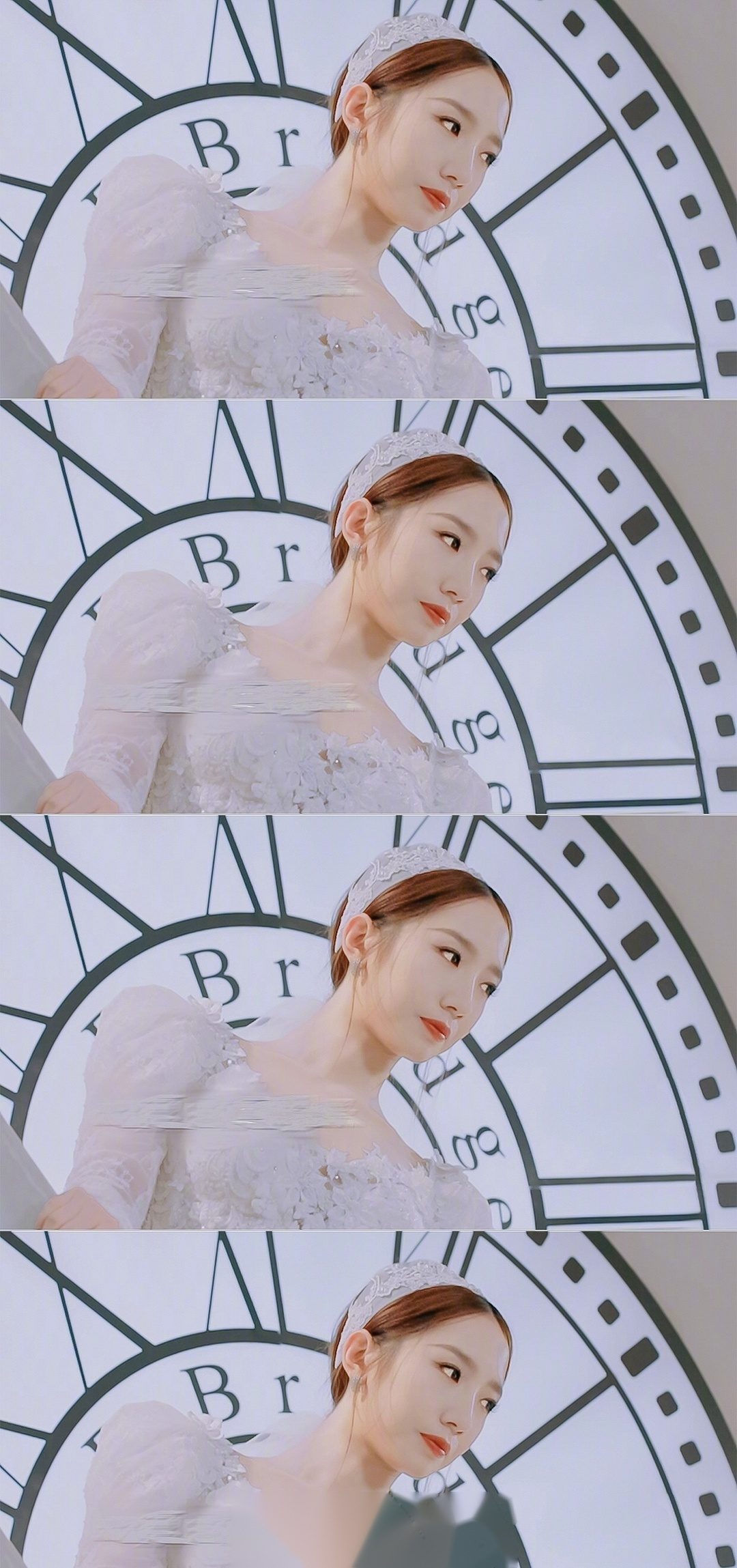 孟美岐婚纱造型,白色婚纱蕾丝头饰,吗?[喵喵]