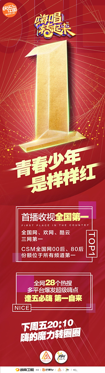 青春少年是样样红 首播收视全国第一 全国网,欢网,酷云三网第一 @湖南