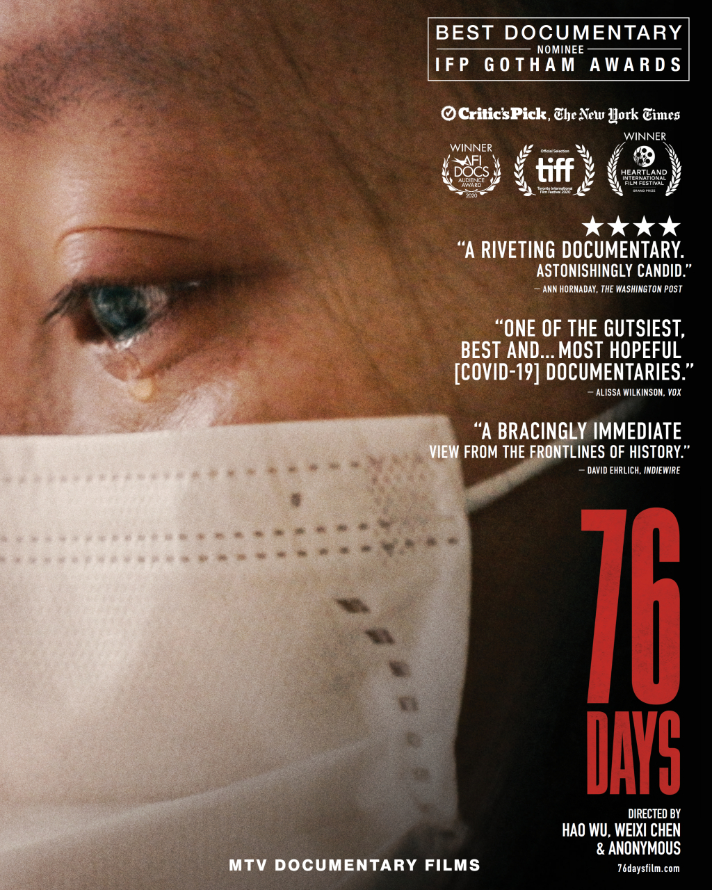 记录武汉疫情纪录片76天曝光全新颁奖季公关海报!