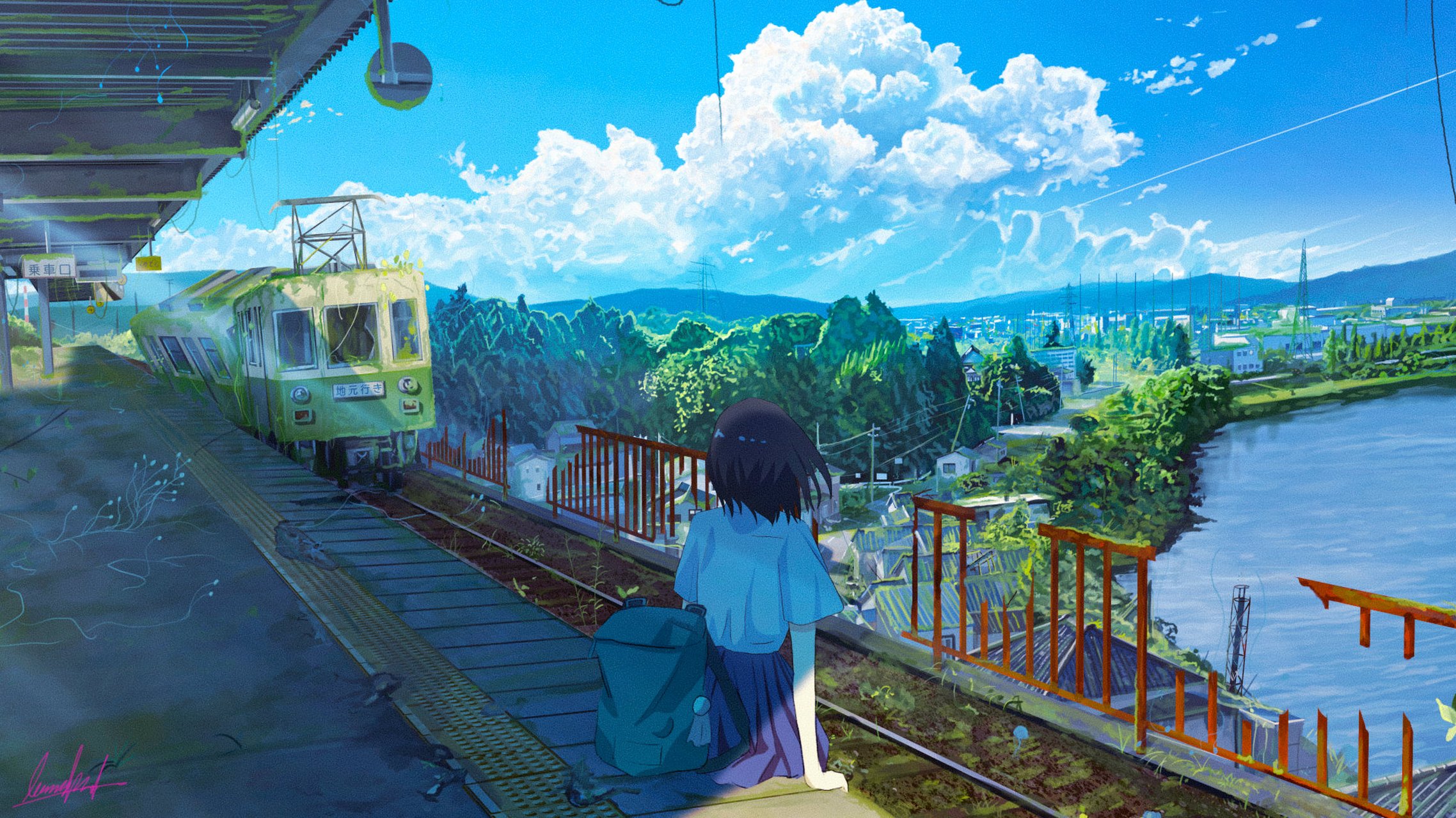 空间感较强的动漫壁纸分享,一幅画面中,近景,中景,远景的远近虚实关系