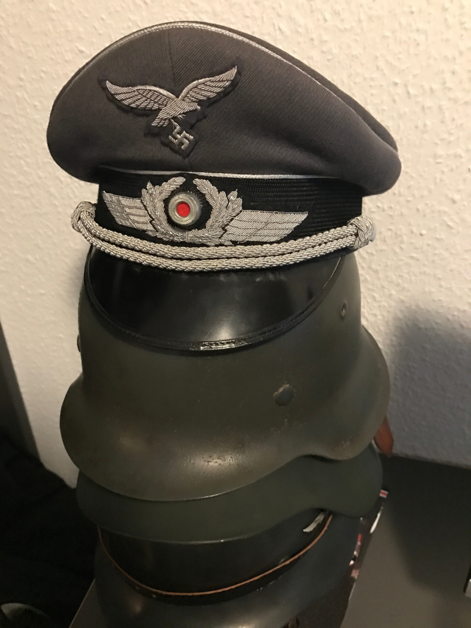 po主收的一顶大头围二战德国空军后期原品大檐帽