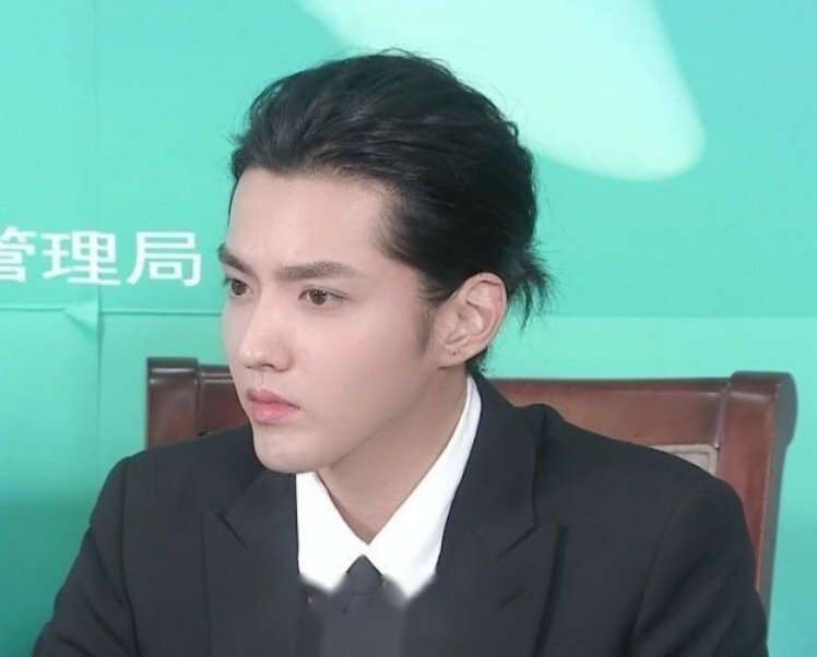 吴亦凡大背头造型搭配黑白正装西服,来看看吴亦凡今天助力湖北武汉