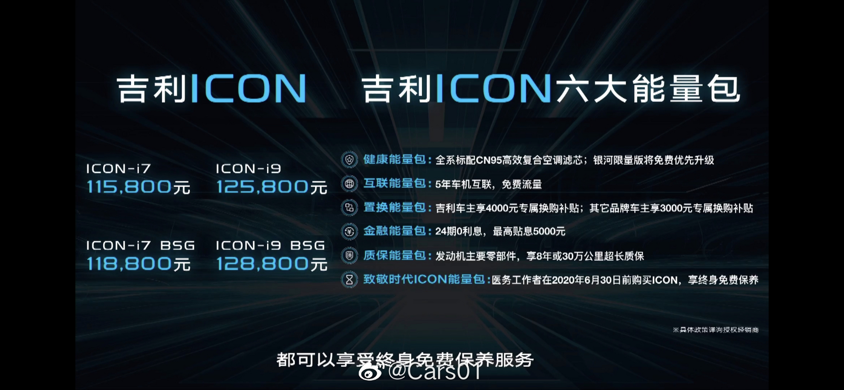 刚刚结束的吉利线上直播发布会,正式发布了icon车型,全系标配cn95空调