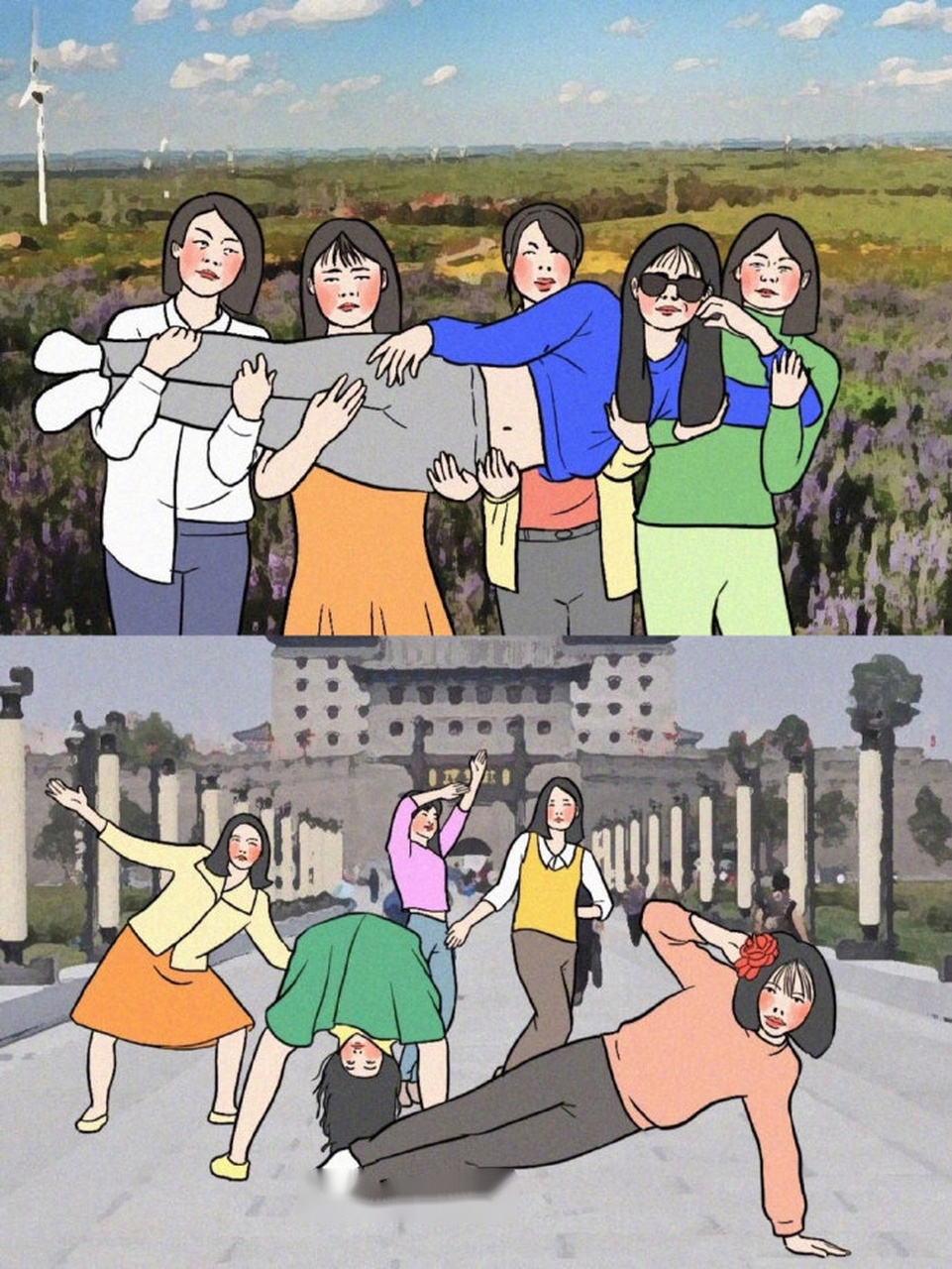 集体出游的搞笑合照姿势,先马后用,你就是朋友圈最亮的仔~ via 全球