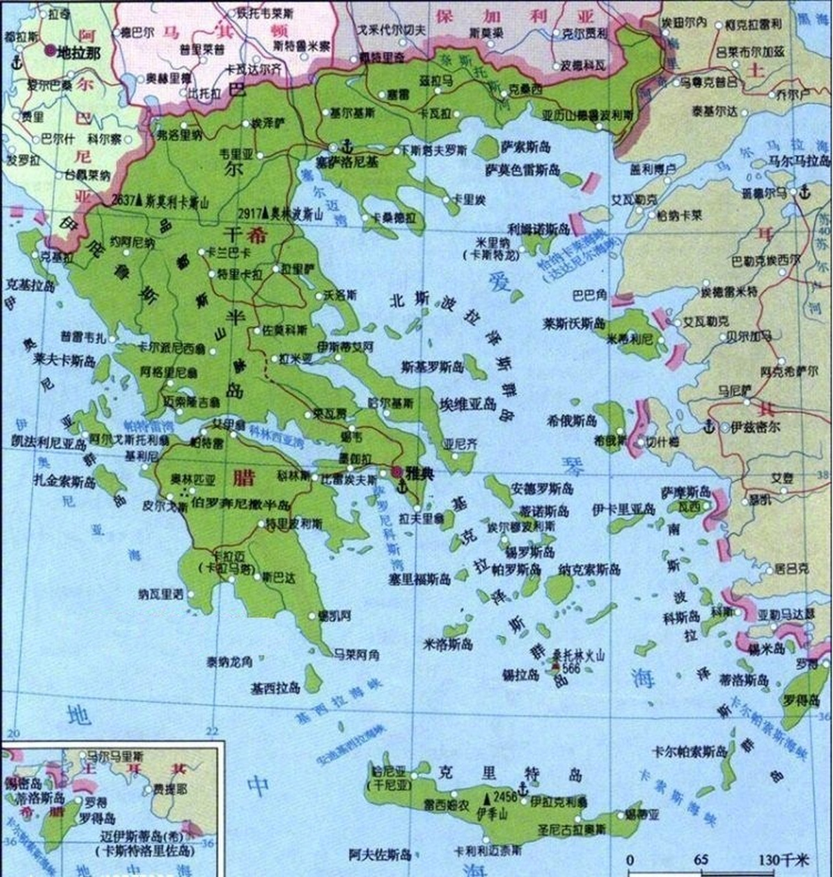 【这才是真正的自古以来:希腊领海的十二段线】图为希腊领海的九段线