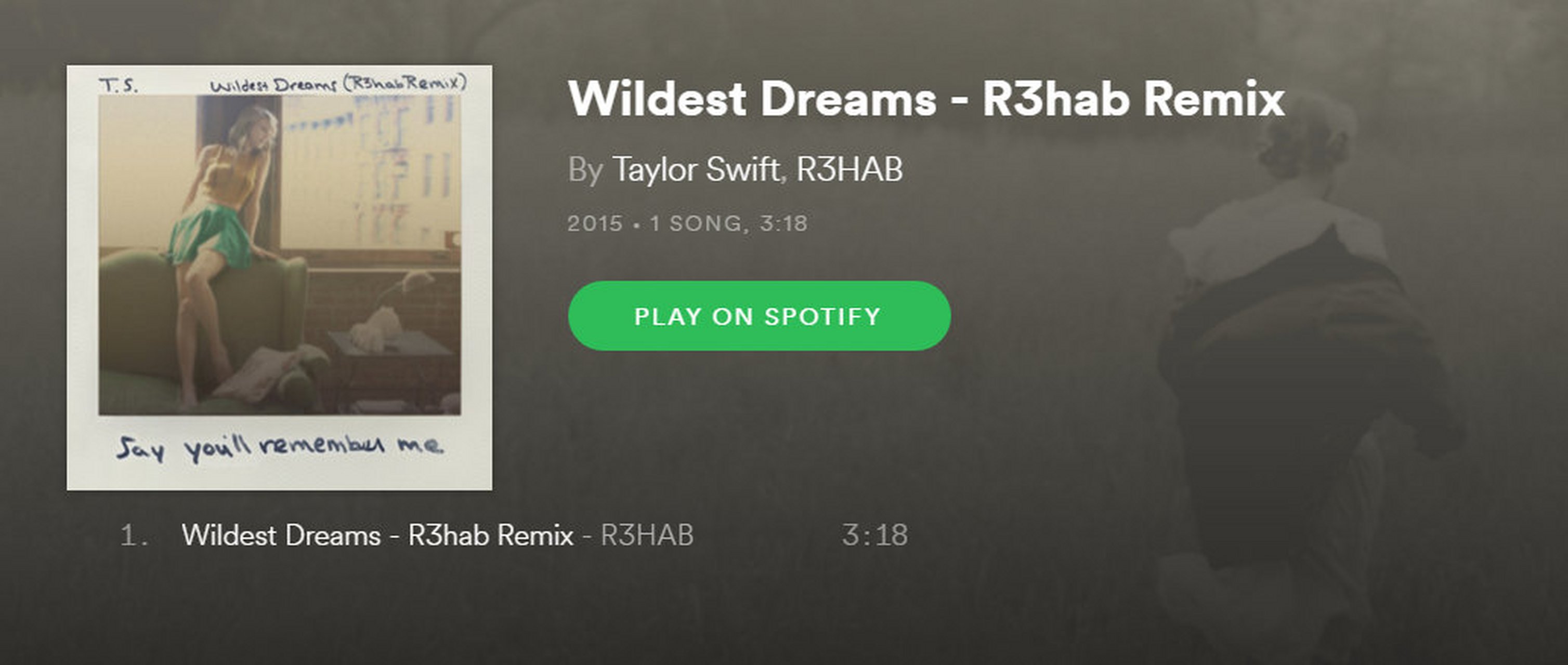 wildest dreams (r3hab remix) 現在可以在spotify收聽! taylorswift