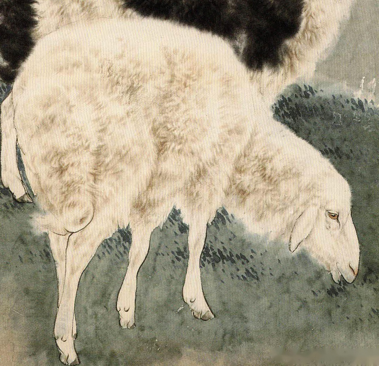 咩咩 刘奎龄 走兽四条屏 羊