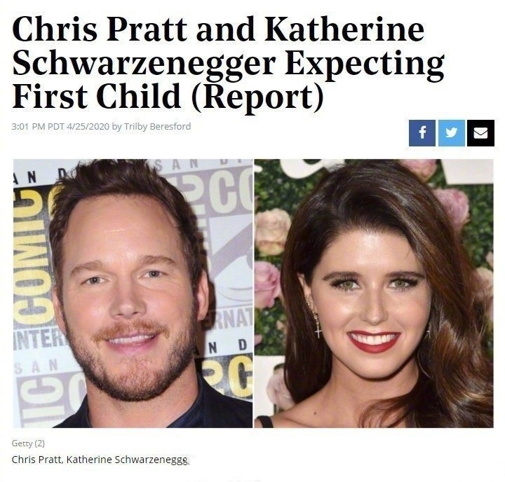 星爵老婆怀孕#"星爵"克里斯·帕拉特老婆凯瑟琳·施瓦辛格目前揖