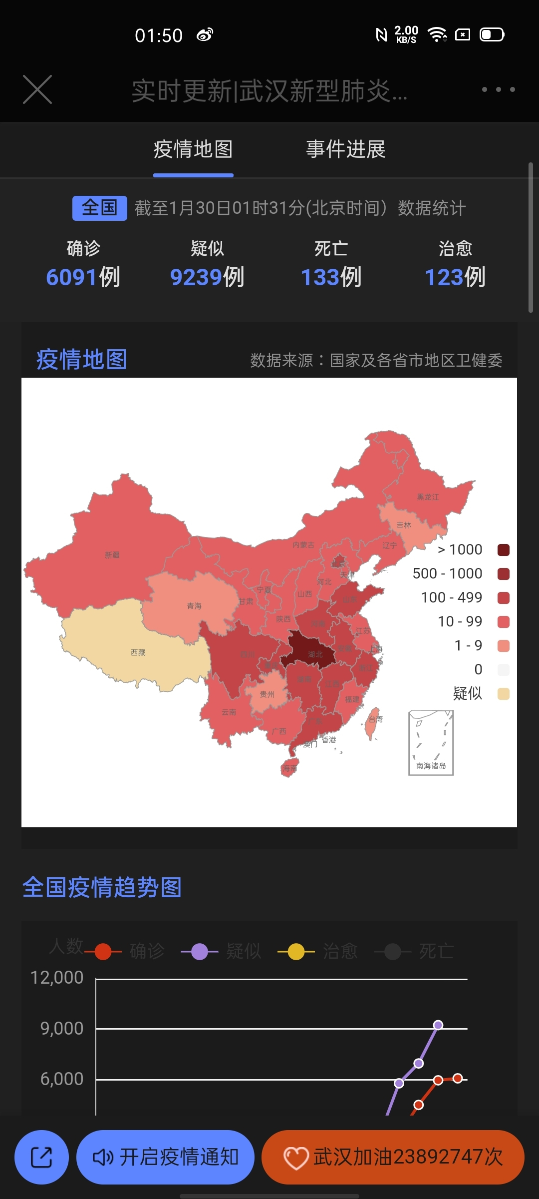有些人还不知道实时地图怎么看,微博上方 疫情地图图片