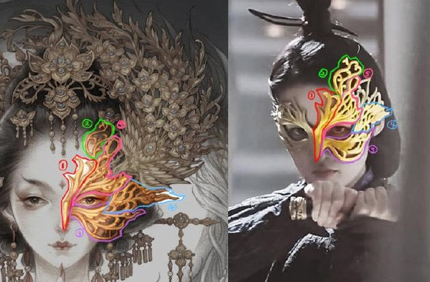 画手古戈力发文质疑李沁《锦绣南歌》的面具造型抄袭自己的作品,这算