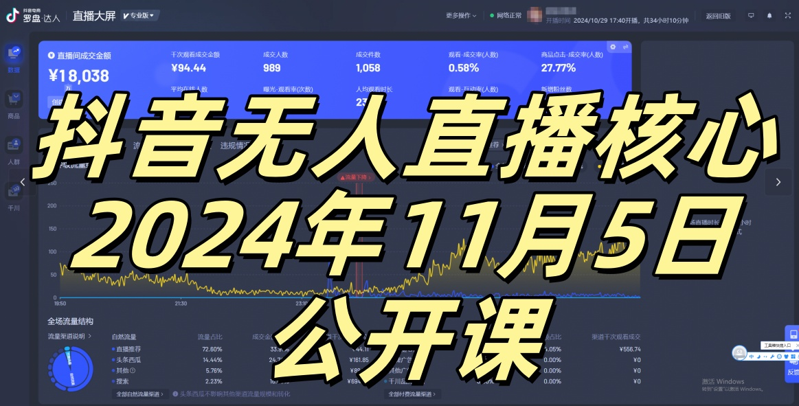 抖音无人直播核心公开课，咸鱼翻身小白可做带有睡后收入月入过万太简单【项目拆解】