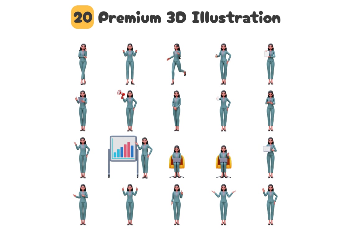 Business Woman 3D Icon Pack-2.jpg