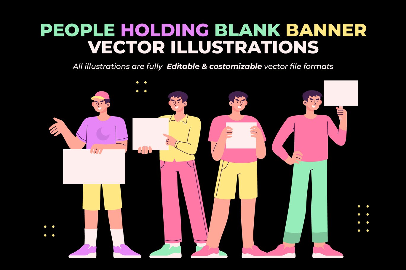 30 Images People Holding Blank Banner Illustration-3.jpg