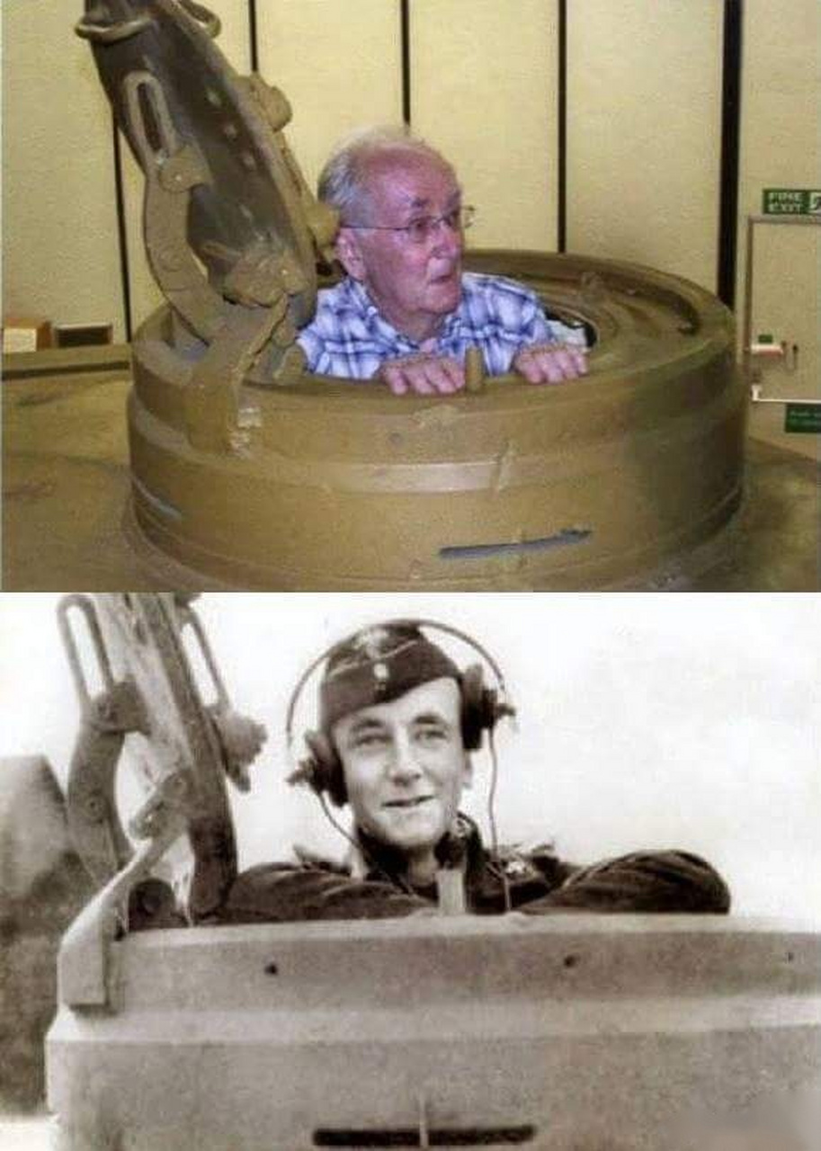 奥托·卡里乌斯在英国博文顿坦克博物馆的131号虎式坦克上抚今追昔,忆