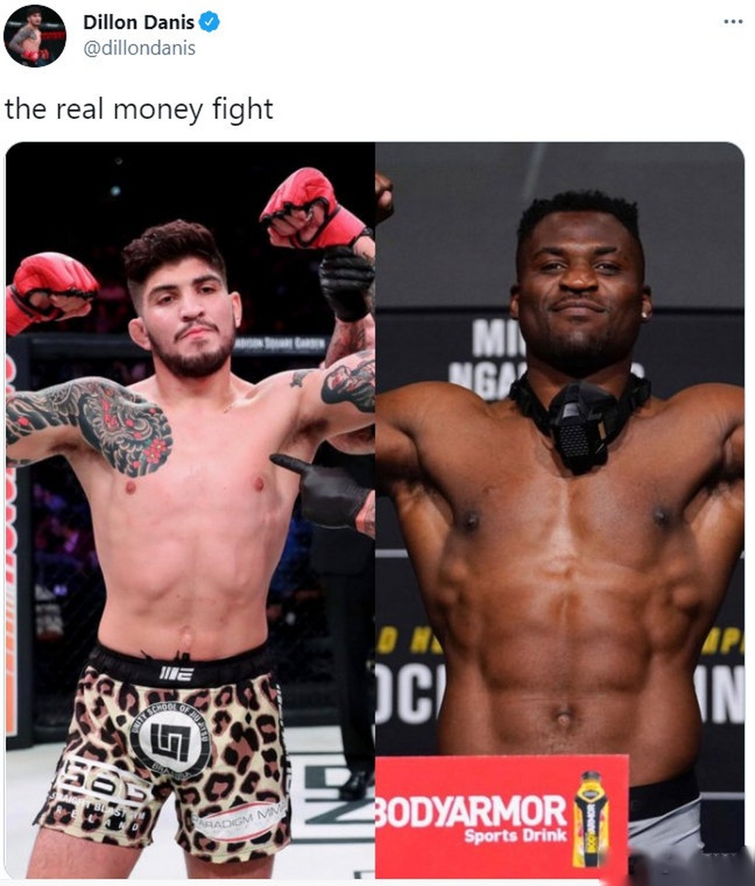 嘴炮此前的柔术教练狄龙·丹尼斯在社交平台上叫阵ufc刚刚加冕的