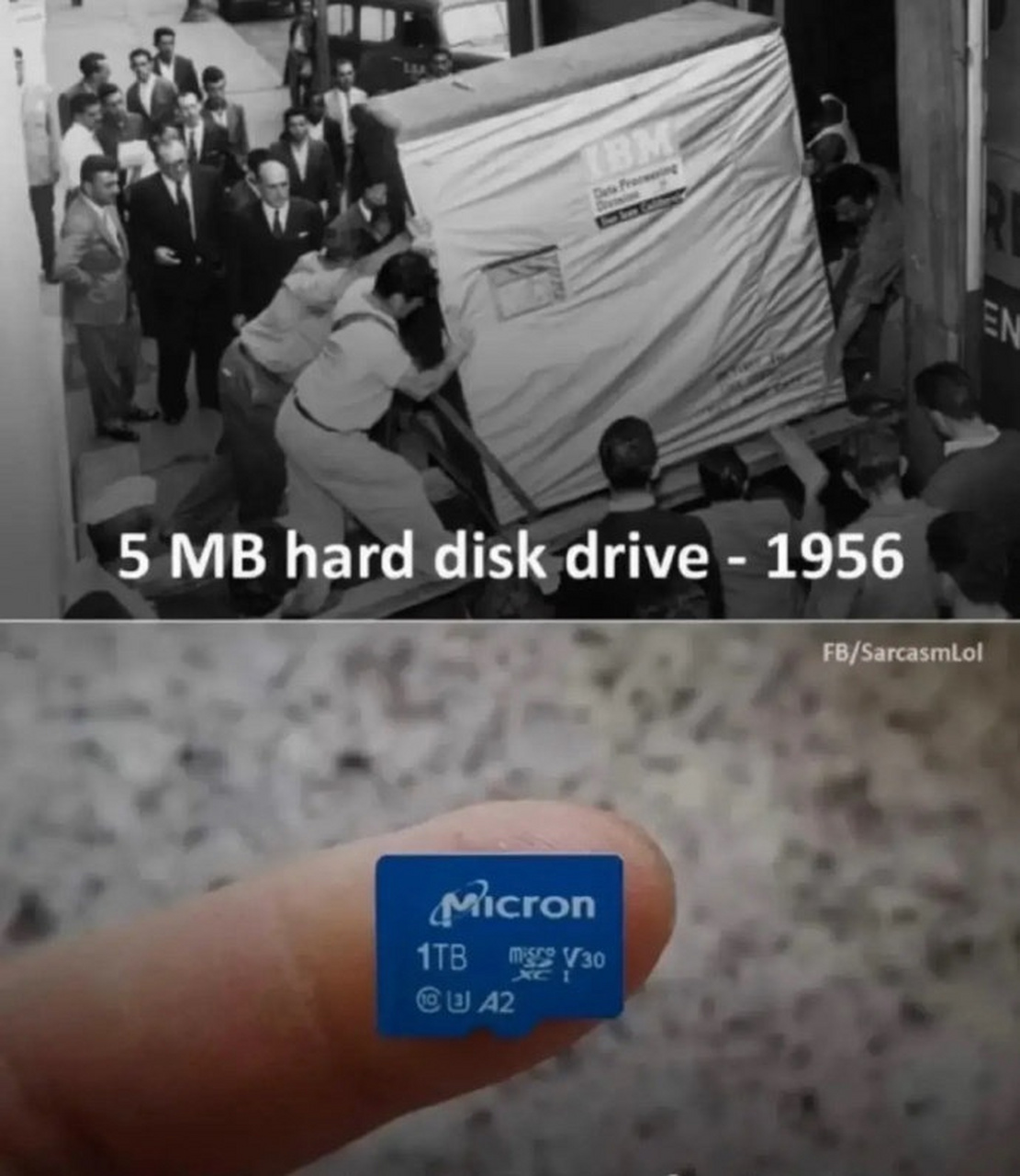 1956年的5mb和2020年的1tb.