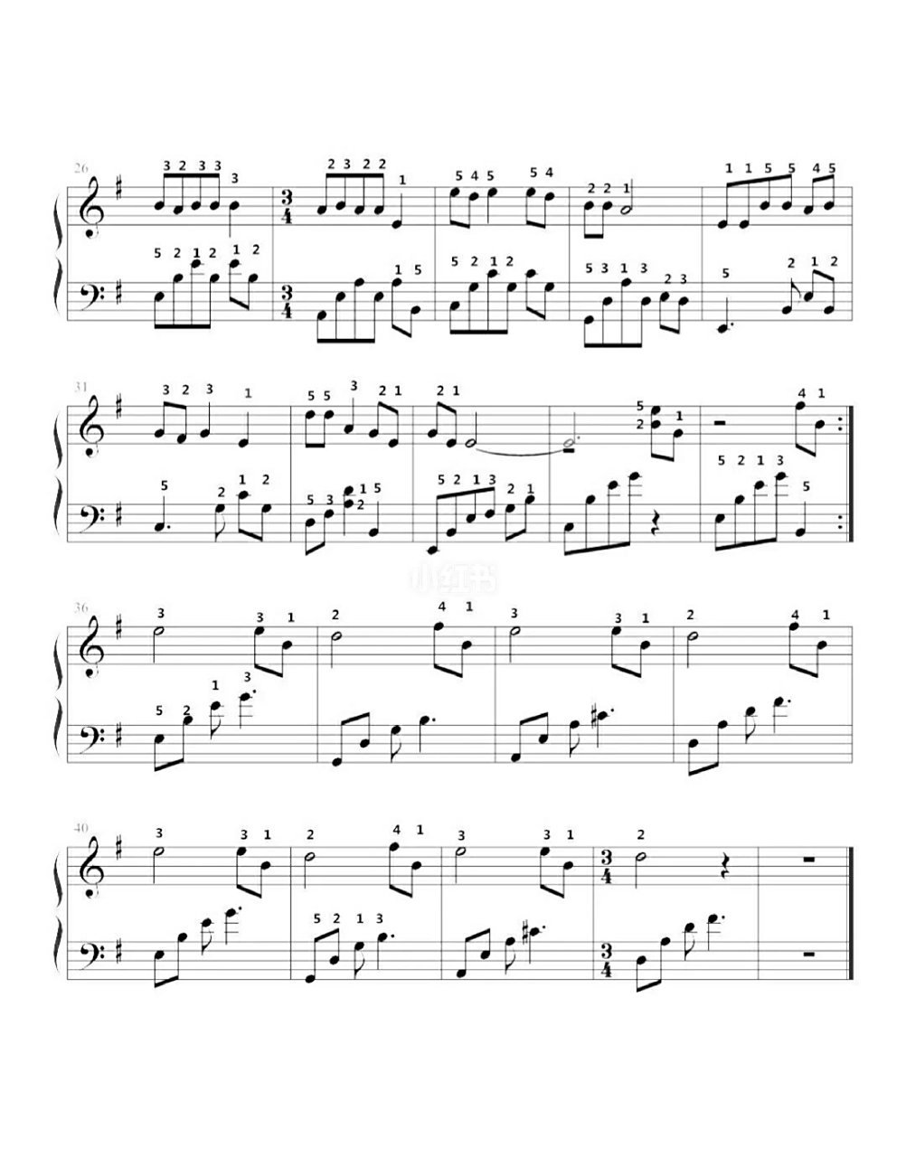 高清钢琴谱指法版"渡情" 该指法是老师为初学者标注,大家不一定非得