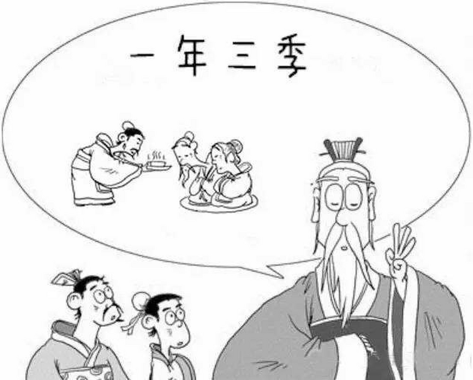 绿衣人说:请问一年有几季?孔子的弟子莫名其妙地说:当然是四季了.